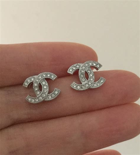 silver earrings chanel|small silver Chanel earrings.